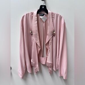 Vintage Wild Rose Pink Sating Blazer with Lace Details
